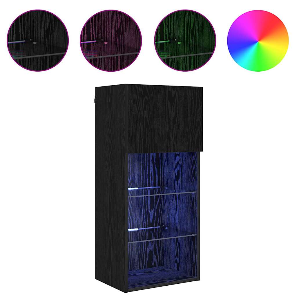 vidaXL Meuble TV mural Chêne noir 40,5 x 30 x 90 cm Bois d'ingénierie - Image 4