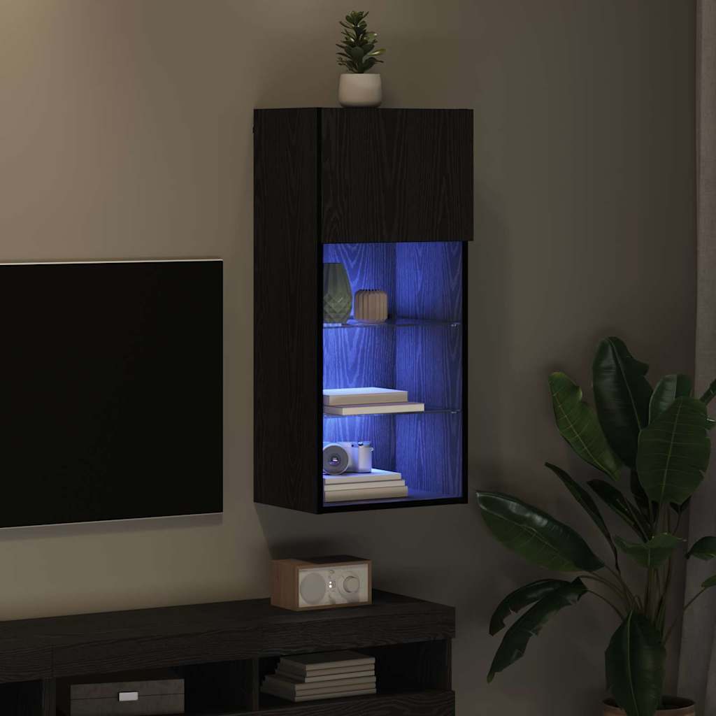 vidaXL Meuble TV mural Chêne noir 40,5 x 30 x 90 cm Bois d'ingénierie - Image 5