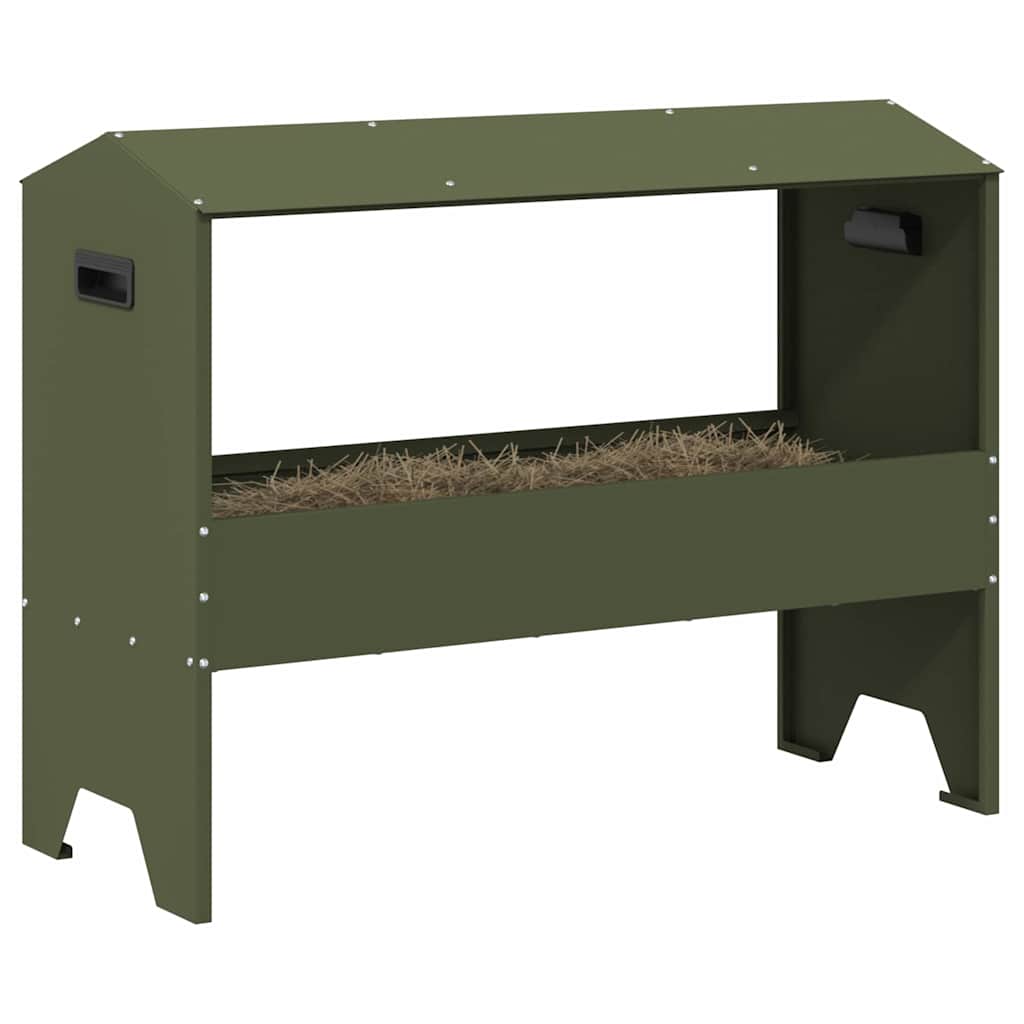 vidaXL Trough d'alimentation pour le bétail Vert olive 79 x 35 x 62 cm - Image 3