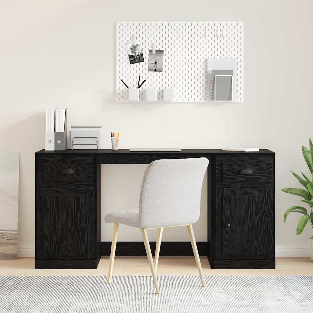 vidaXL Escritorio con armario con cajón Roble Negro 154,5 x 50 x 75 cm