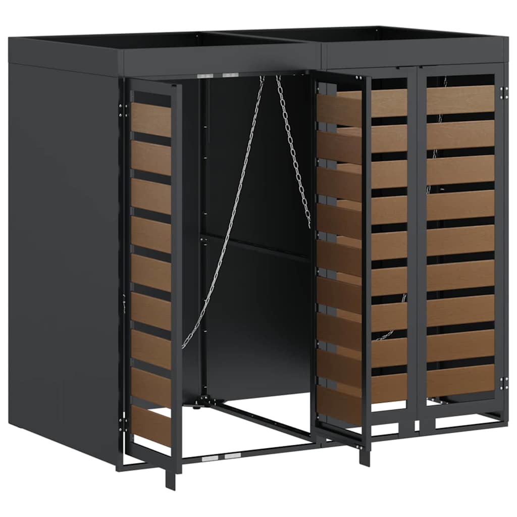 vidaXL Wagenmüllbehälter für 2 Behälter Anthrazit - Image 6