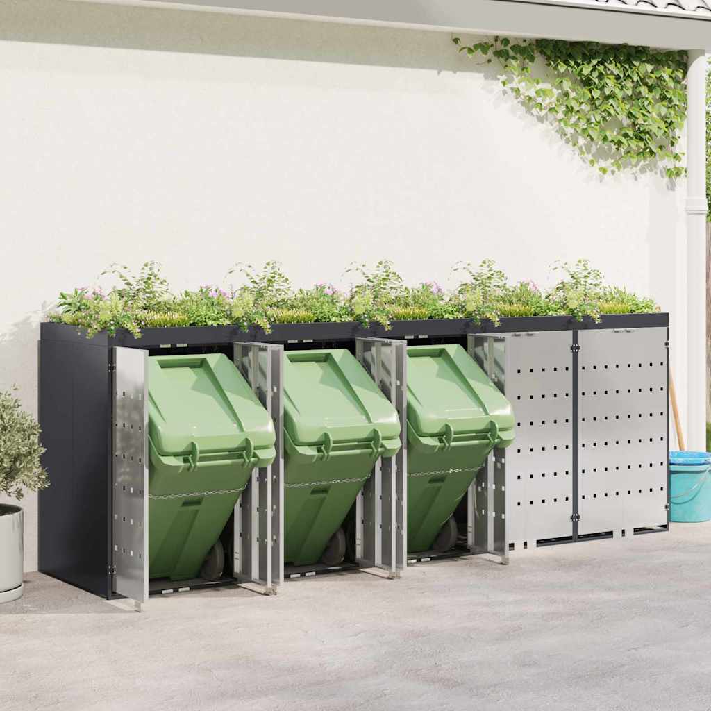 vidaXL Wagenmüllbehälter für 5 Behälter Anthrazit - Image 4