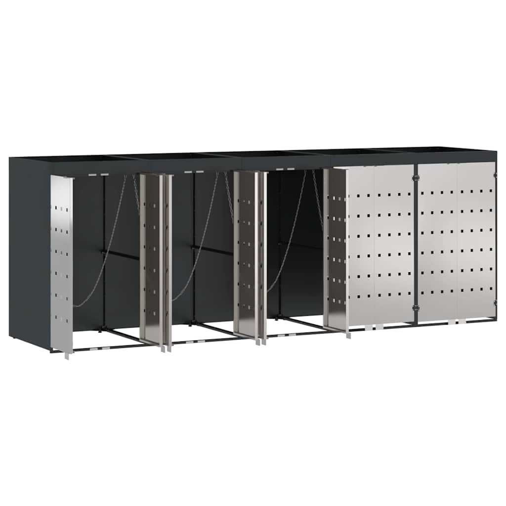 vidaXL Wagenmüllbehälter für 5 Behälter Anthrazit - Image 5