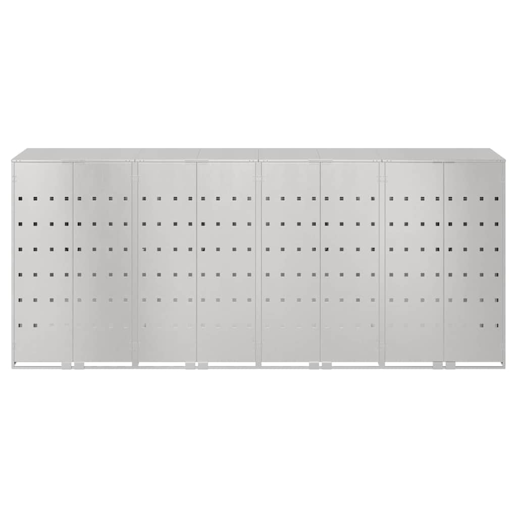 vidaXL Wagenmüllbehälter für 4 Behälter Silber 272 x 77,5 x 115,5 cm - Image 6