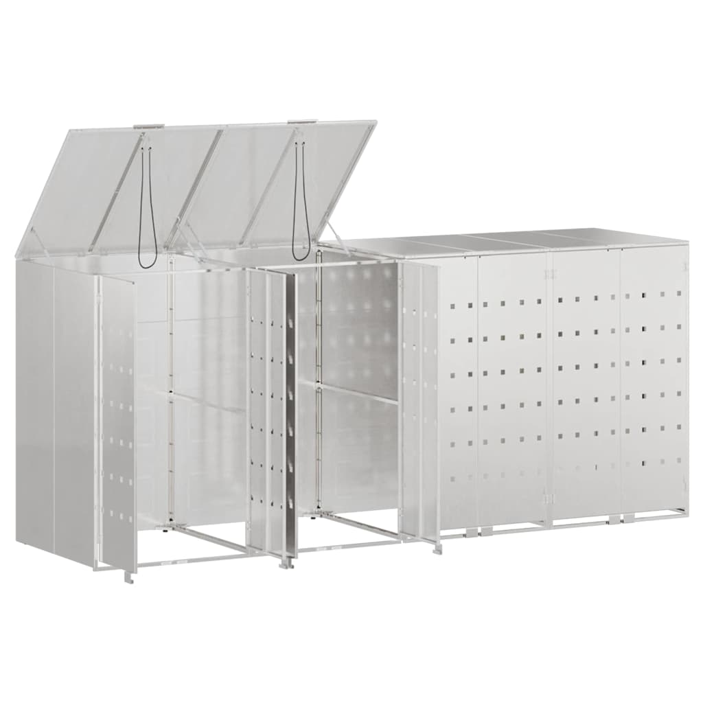 vidaXL Wagenmüllbehälter für 4 Behälter Silber 272 x 77,5 x 115,5 cm - Image 5