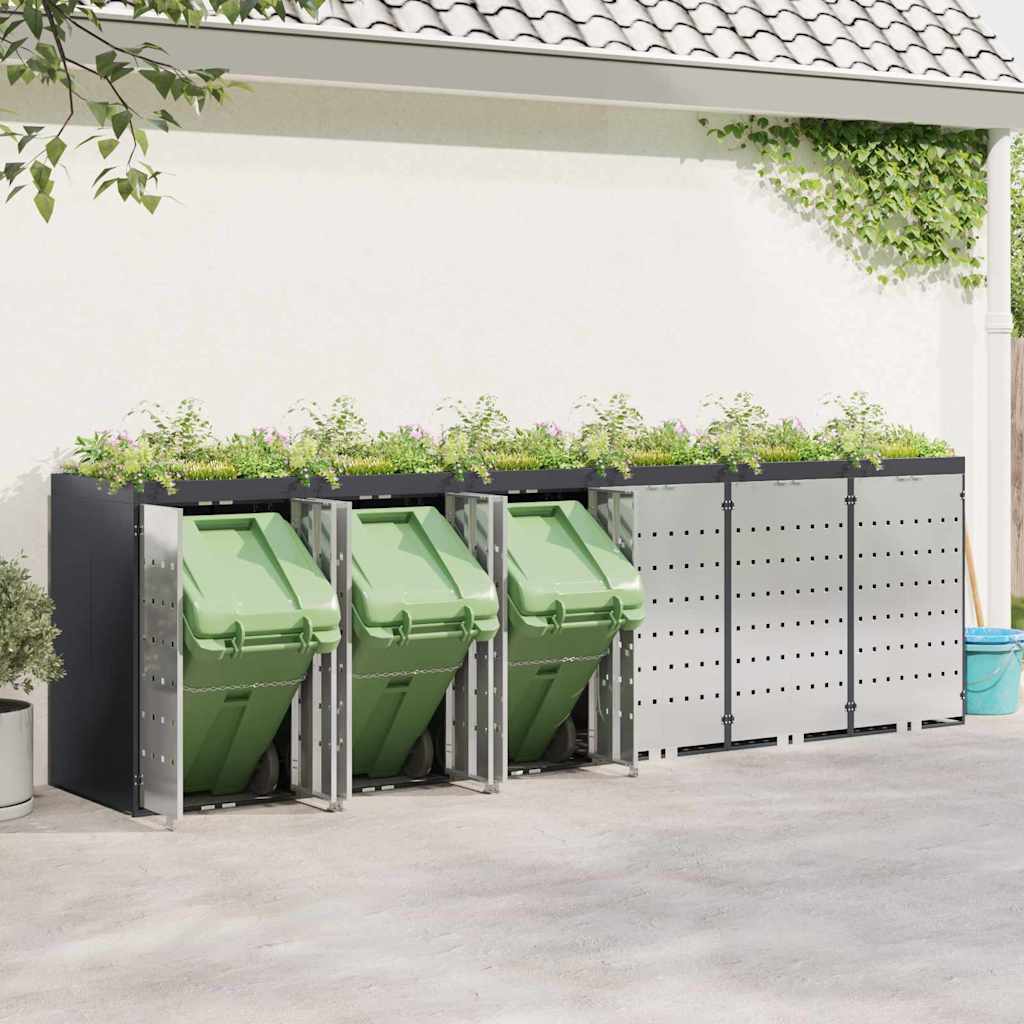 vidaXL Wagenmüllbehälter für 6 Behälter Anthrazit - Image 4