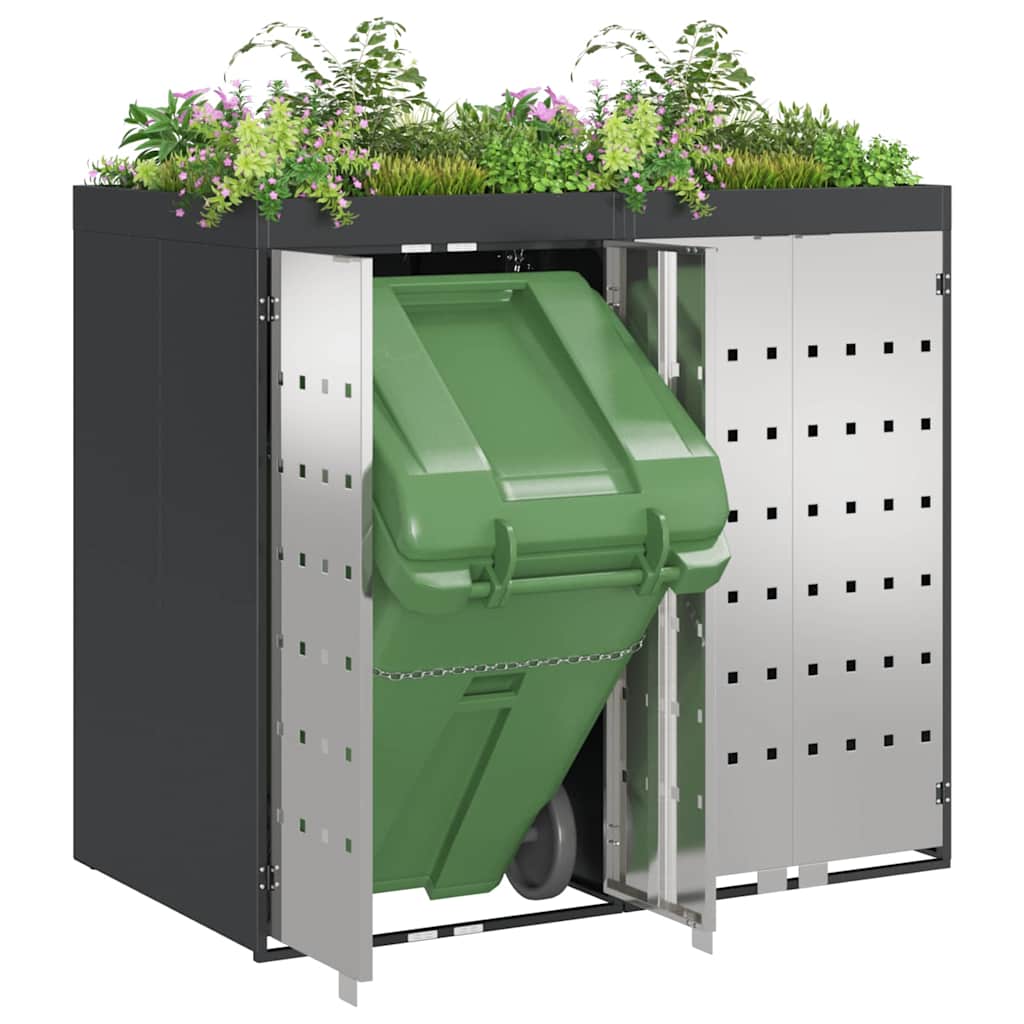 vidaXL Wagenmüllbehälter für 2 Behälter Anthrazit - Image 3