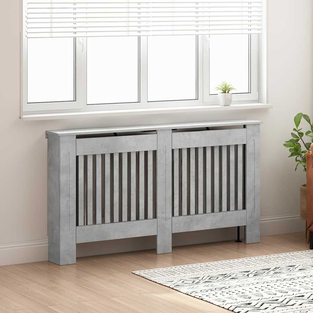 vidaXL Heizkörperabdeckung Beton Grau 152 x 19 x 81,5 cm Holzwerkstoff - Image 3