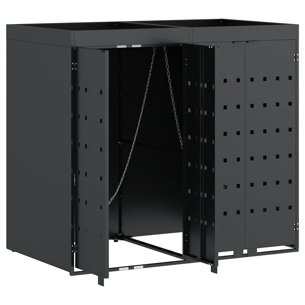 vidaXL Wagenmüllbehälter für 2 Behälter Anthrazit - Image 6