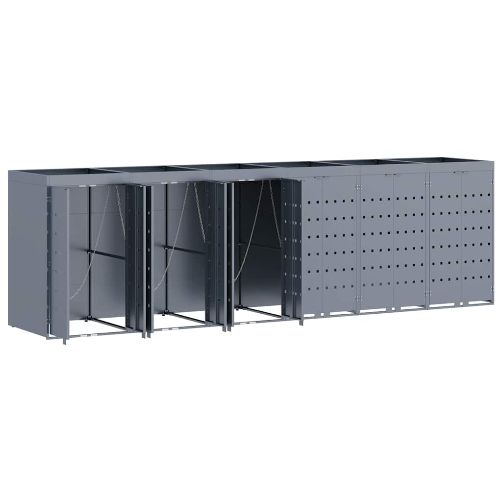 vidaXL Wagenmüllbehälter für 6 Behälter Hellgrau 408 x 77,5 x 121,5 cm - Image 6
