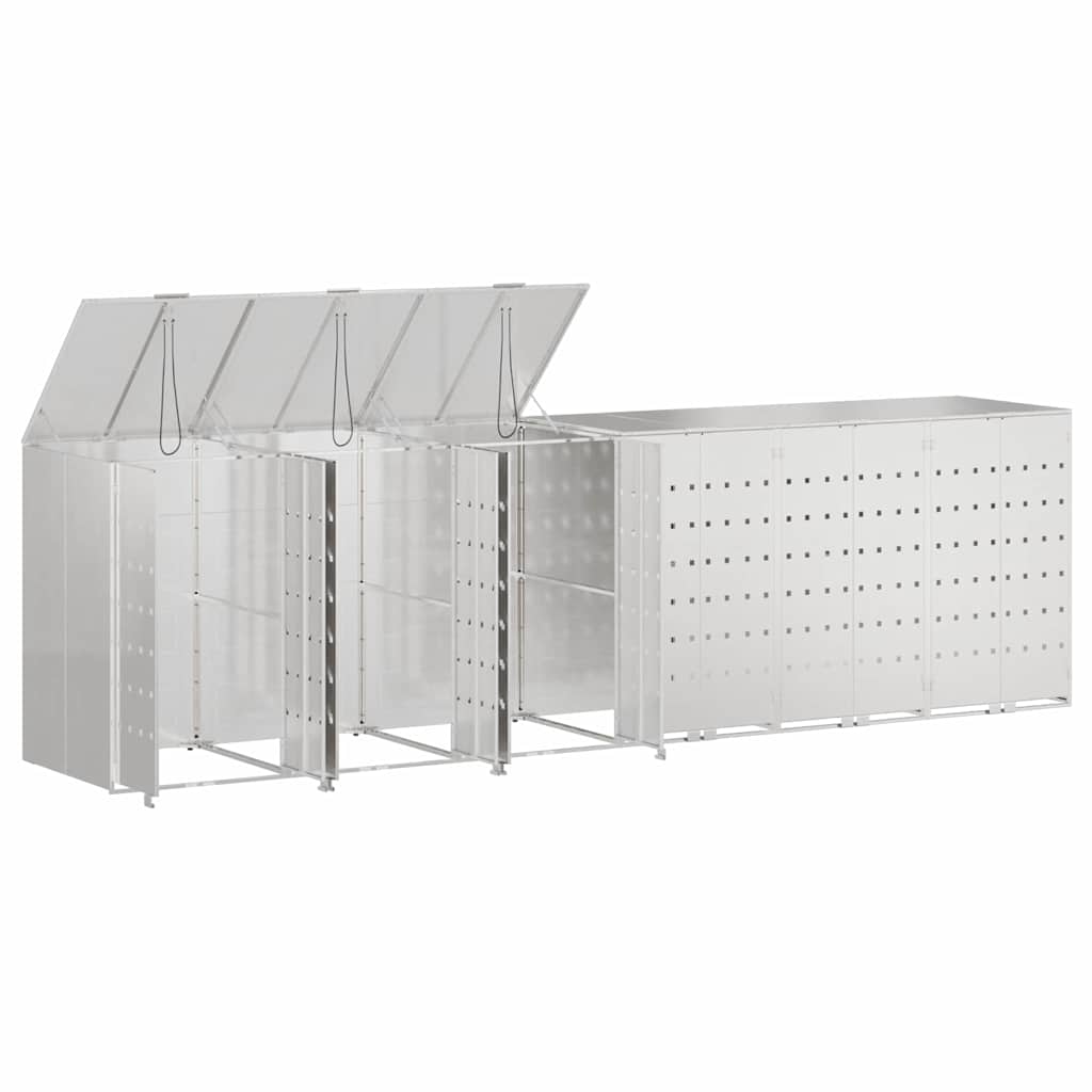vidaXL Wagenmüllbehälter für 6 Behälter Silber 408 x 77,5 x 115,5 cm - Image 5