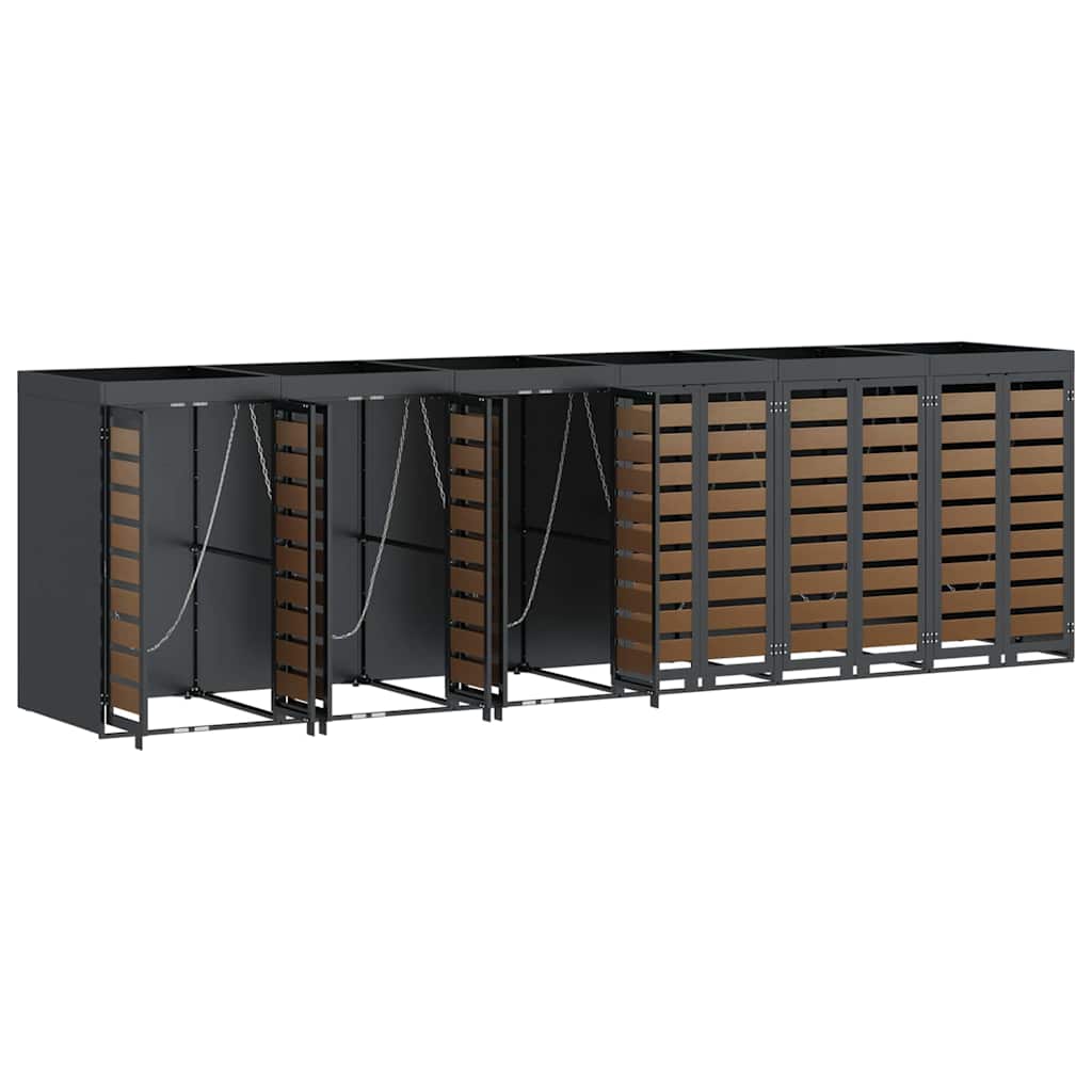 vidaXL Wagenmüllbehälter für 6 Behälter Anthrazit - Image 6