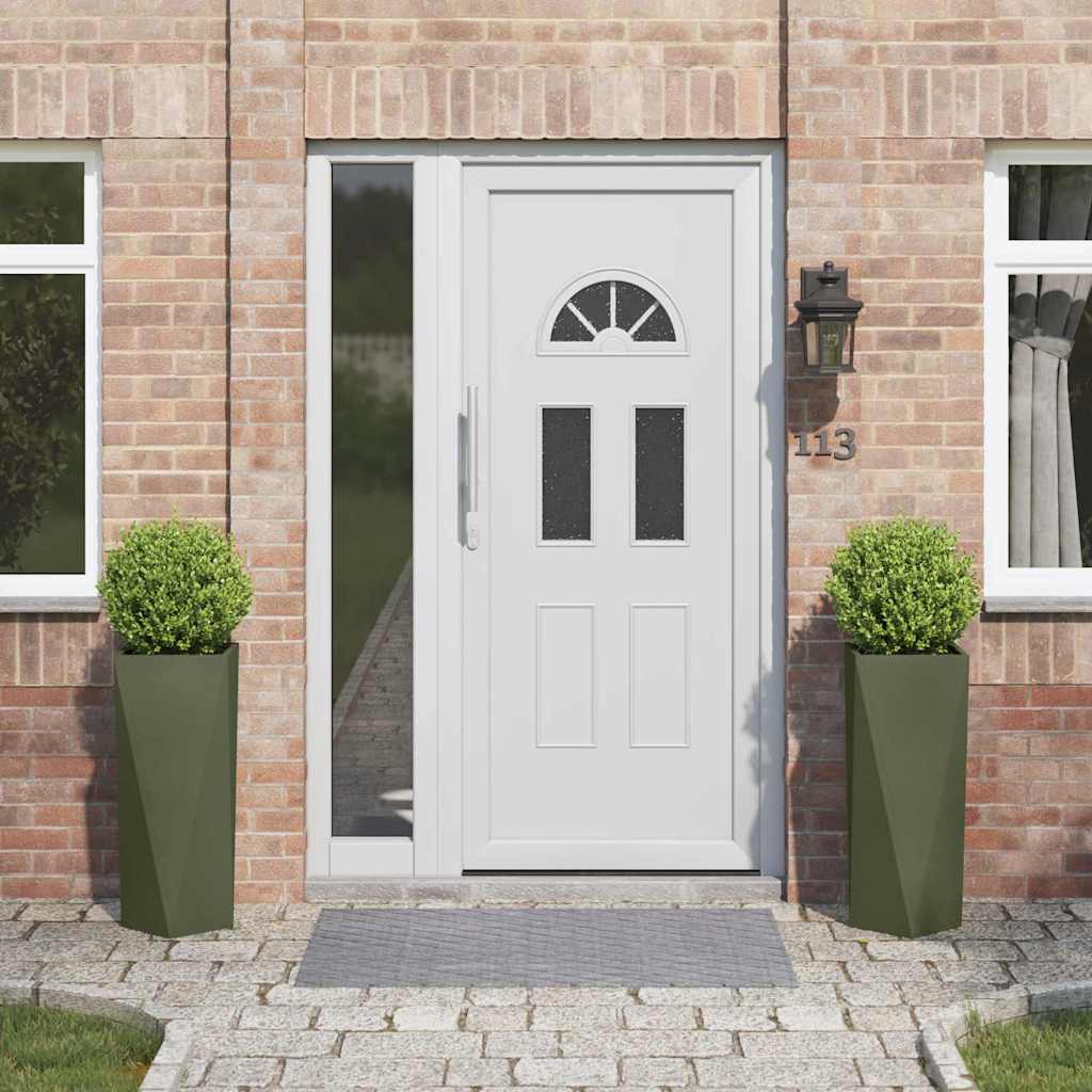 vidaXL Pflanzkübel 2 pcs Olive Grün 30 x 30 x 75 cm Stahl