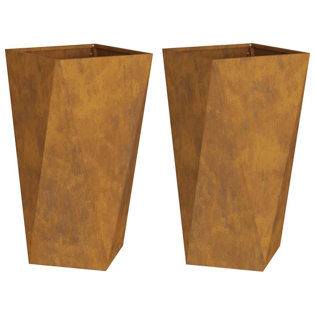 vidaXL Pflanzkübel 2 pcs Rostig 40 x 40 x 75 cm Wetterfeststahl - Image 6