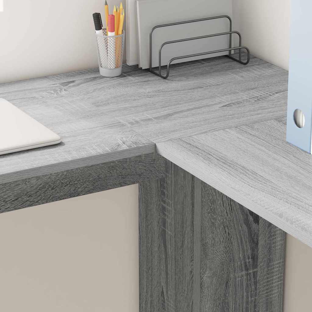 vidaXL Eck-Schreibtisch mit Regal Graues Sonoma 140 x 113,5 x 75 cm - Image 4