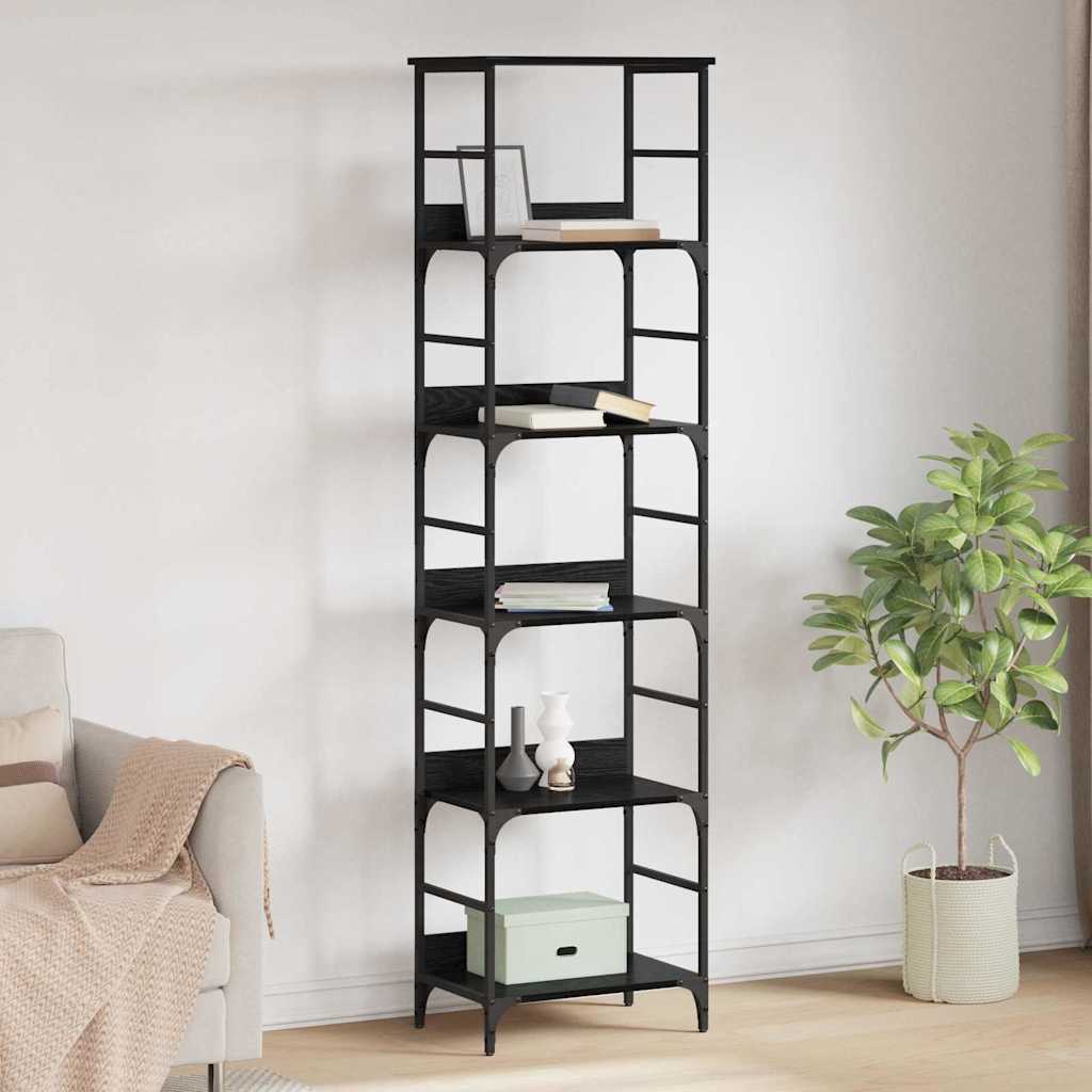 vidaXL Bücherregal Schwarz Eichen-Optik 50 x 33 x 188,5 cm