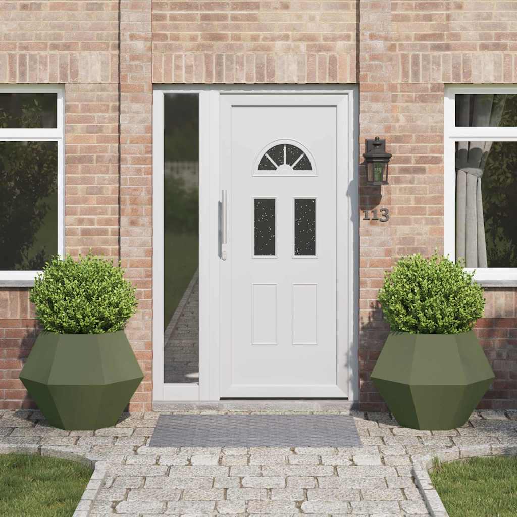 vidaXL Pflanzkübel 2 pcs Olive Grün 75 x 75 x 60 cm Stahl