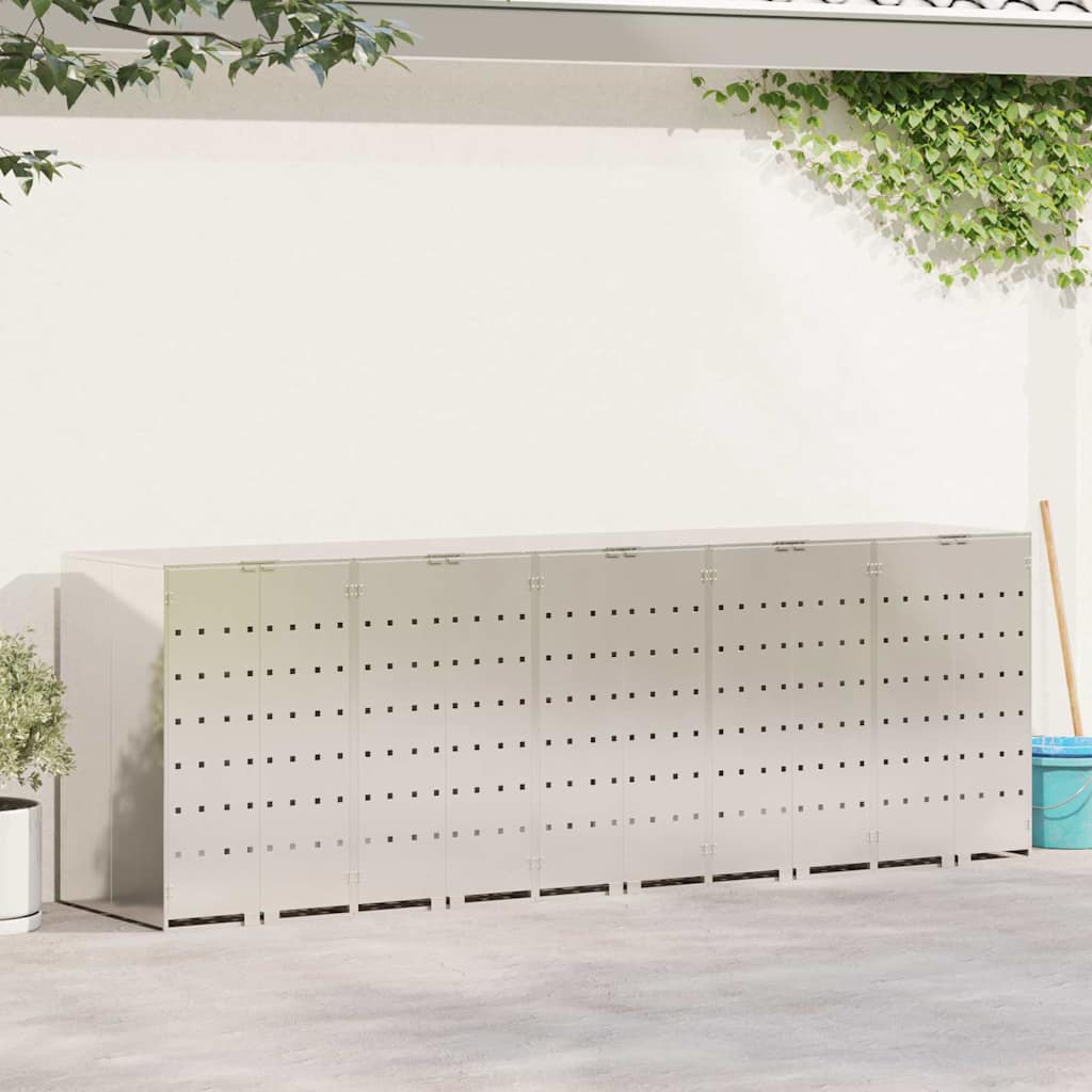 vidaXL Wagenmüllbehälter für 5 Behälter Silber 340 x 77,5 x 115,5 cm