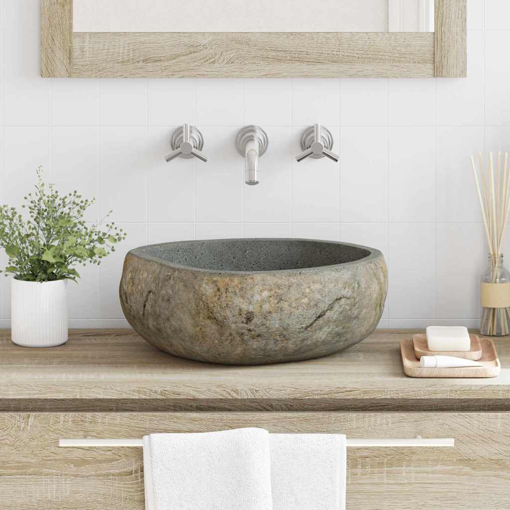 vidaXL Basin Hellgrau (38-45) x (30-35) x 15 cm Flussstein