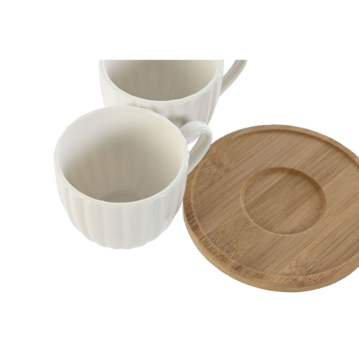 Set di 6 Tazze con Piatto Home ESPRIT Bianco Bambù Porcellana 90 ml - Image 3