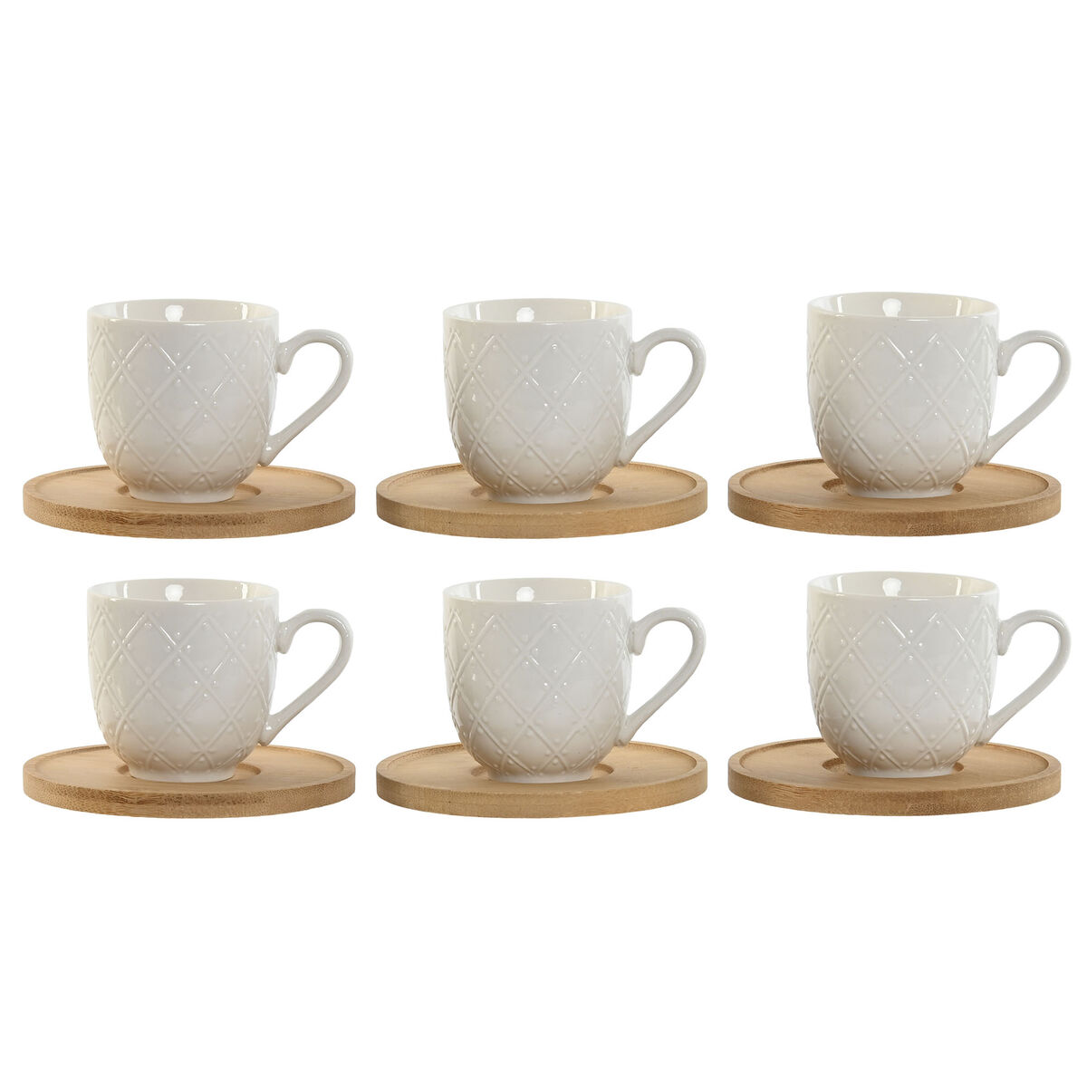 Set di Tazze da Caffè Home ESPRIT Bianco Bambù Porcellana 90 ml