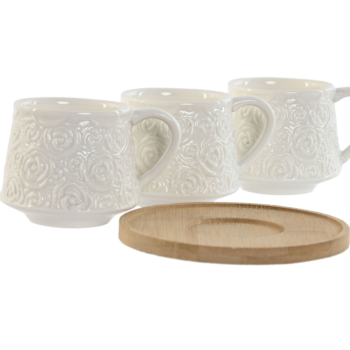 Set di Tazze da Caffè Home ESPRIT Bianco Bambù Porcellana 90 ml