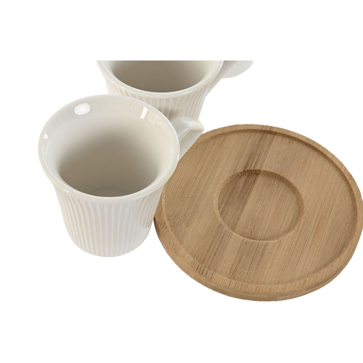 Set di 6 Tazze con Piatto Home ESPRIT Bianco Bambù Porcellana 90 ml - Image 3