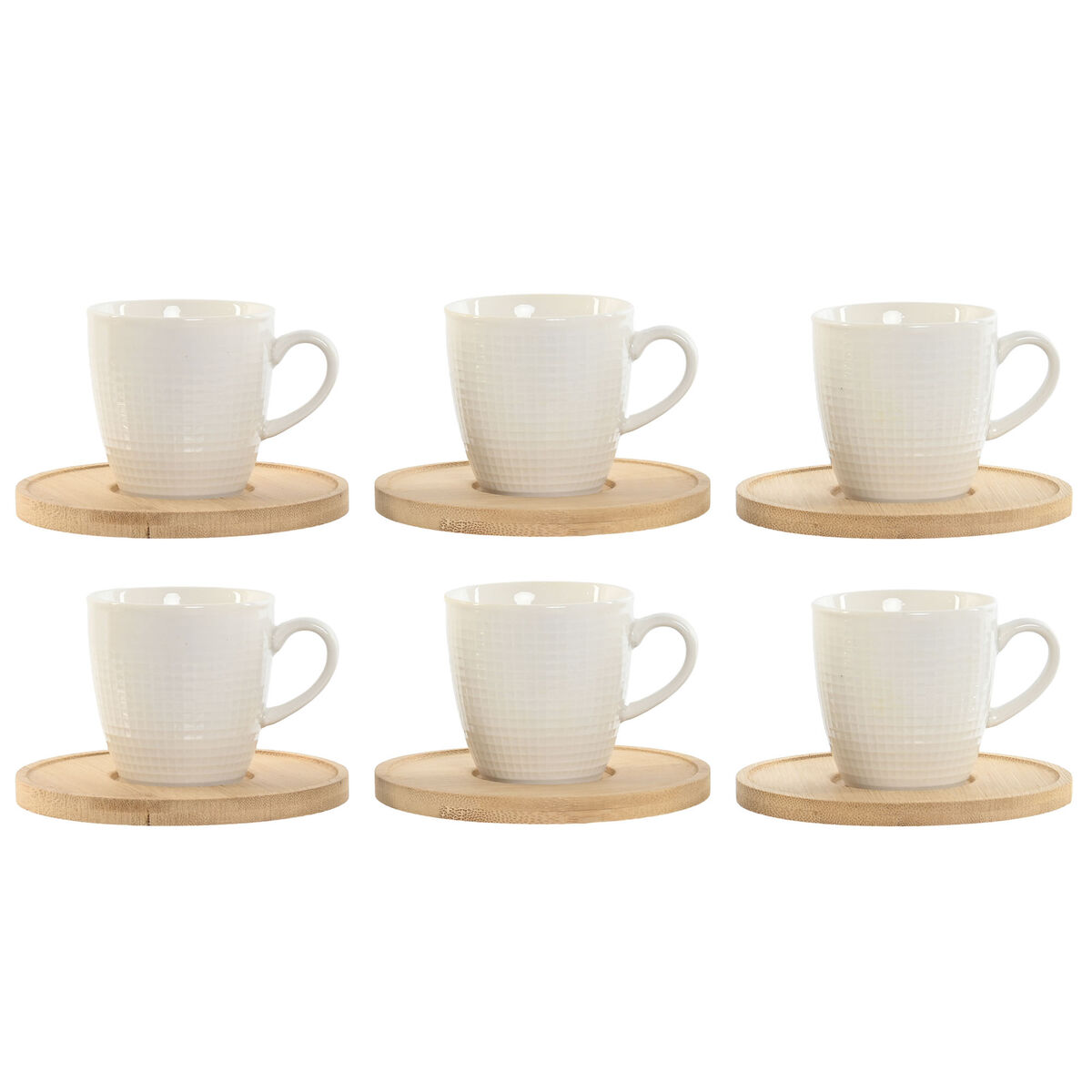 Set di Tazze da Caffè Home ESPRIT Bianco Bambù Porcellana 90 ml