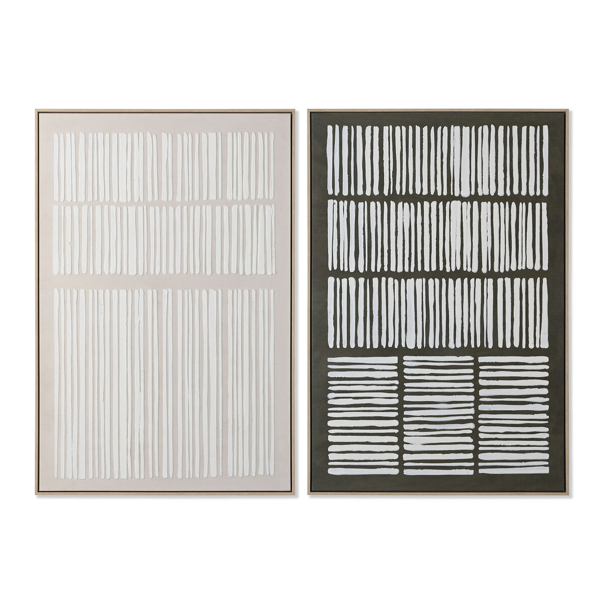 Tela Home ESPRIT Bianco Verde Beige Grigio scuro Righe Città (2 Unità)