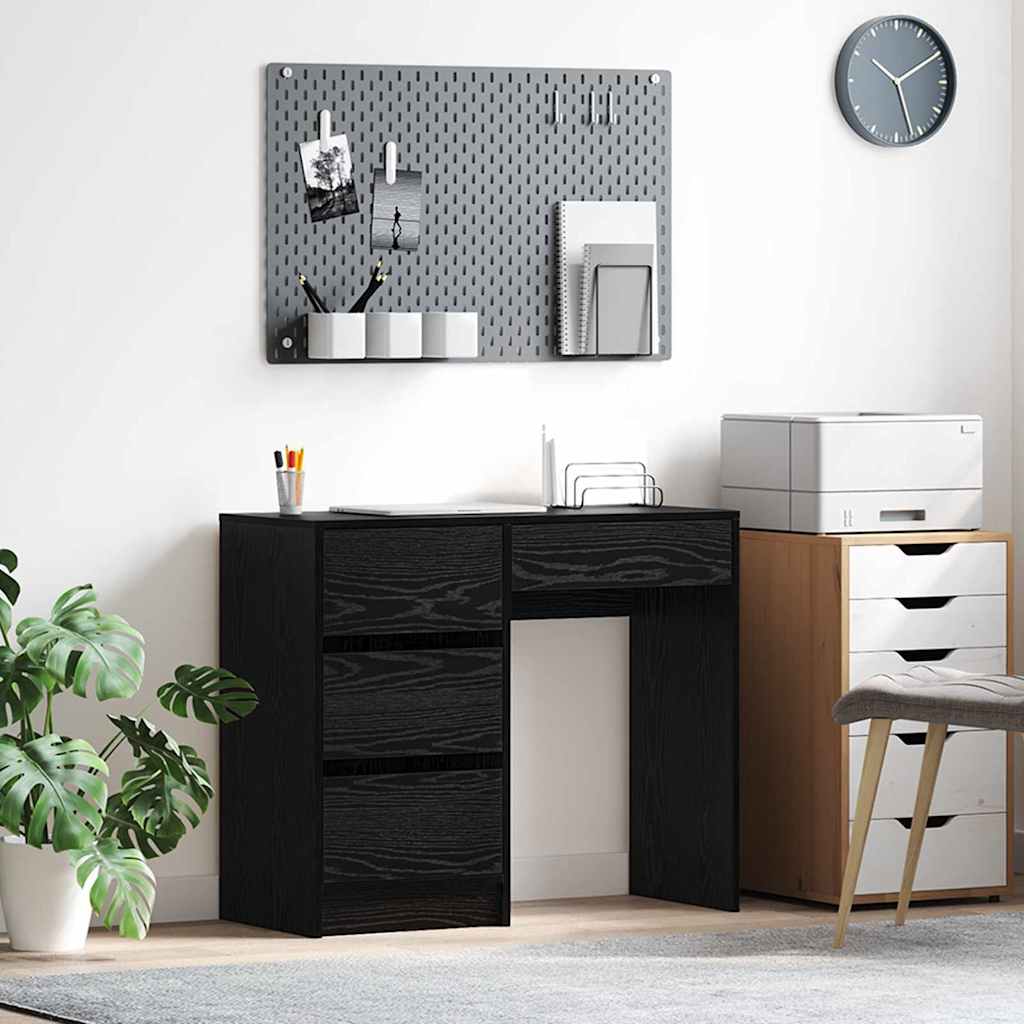 vidaXL Escritorio Roble Negro 90 x 37.5 x 75 cm Madera de ingeniería