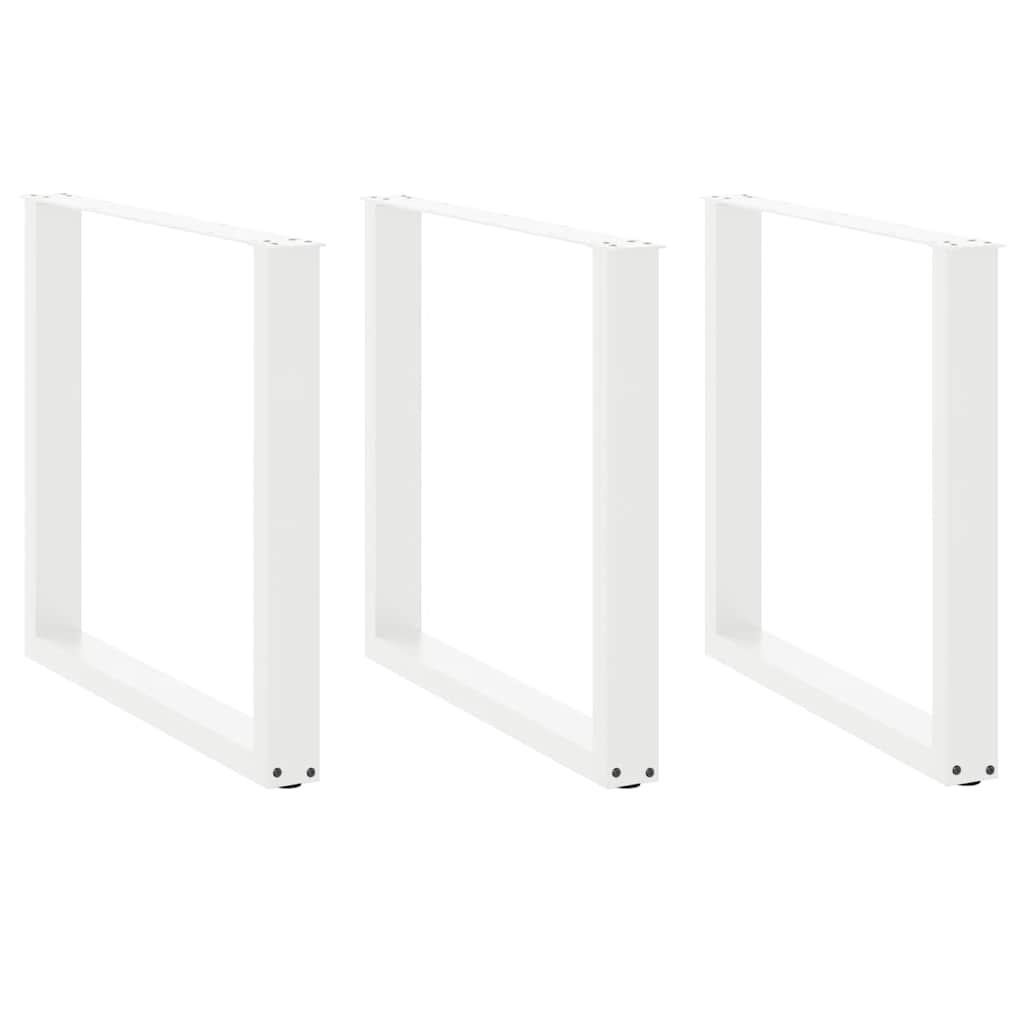 vidaXL Patas para mesa de comedor en forma de U (3 unidades), color blanco, 90 x (72-73) cm, acero