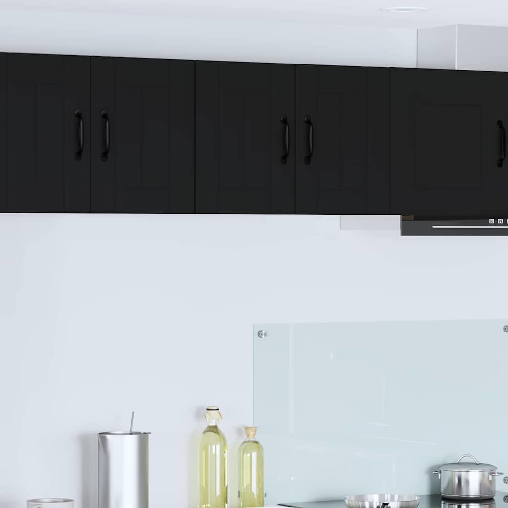 vidaXL Küchenwandschrank mit Tür Schwarz 60 x 31 x 40 cm Holzwerkstoff