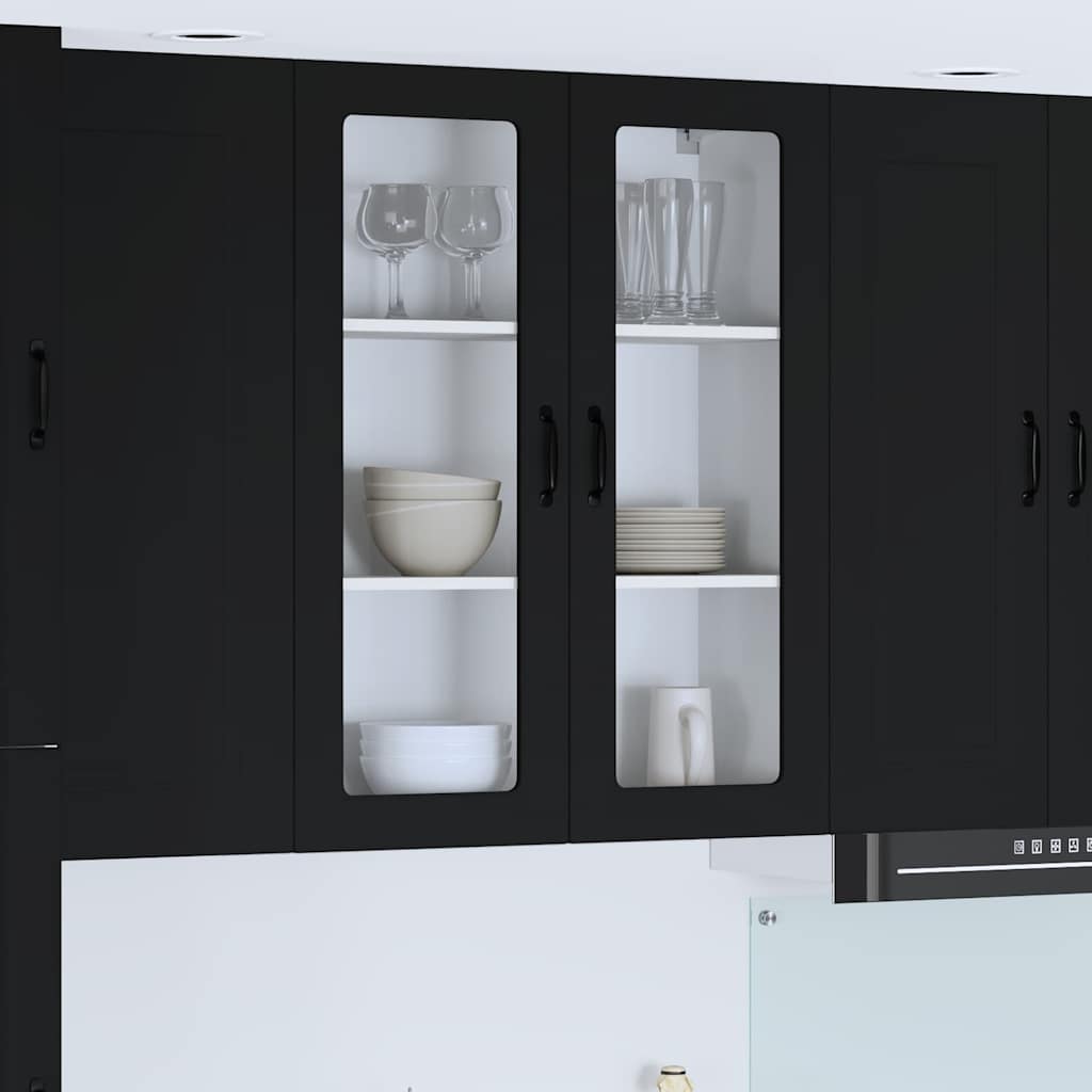 vidaXL Küchenwandschrank Schwarz 80 x 31 x 100 cm Holzwerkstoff