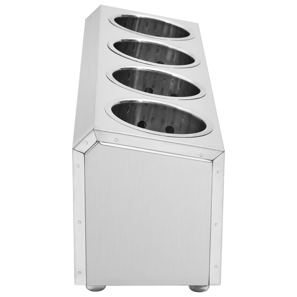 vidaXL Besteckbehälter 4 Fächer Rechteckig Edelstahl - Image 5