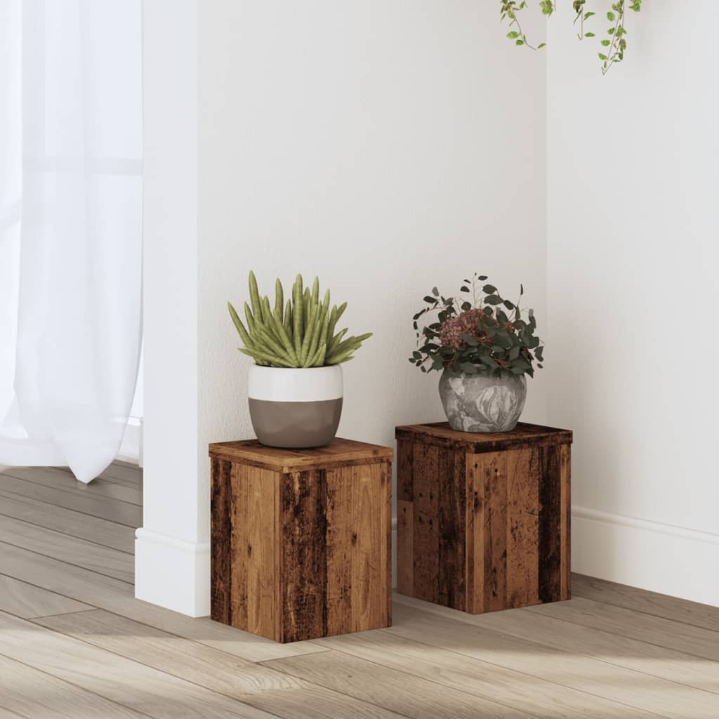 vidaXL Supports pour plantes 2 pcs vieux bois bois d'ingénierie