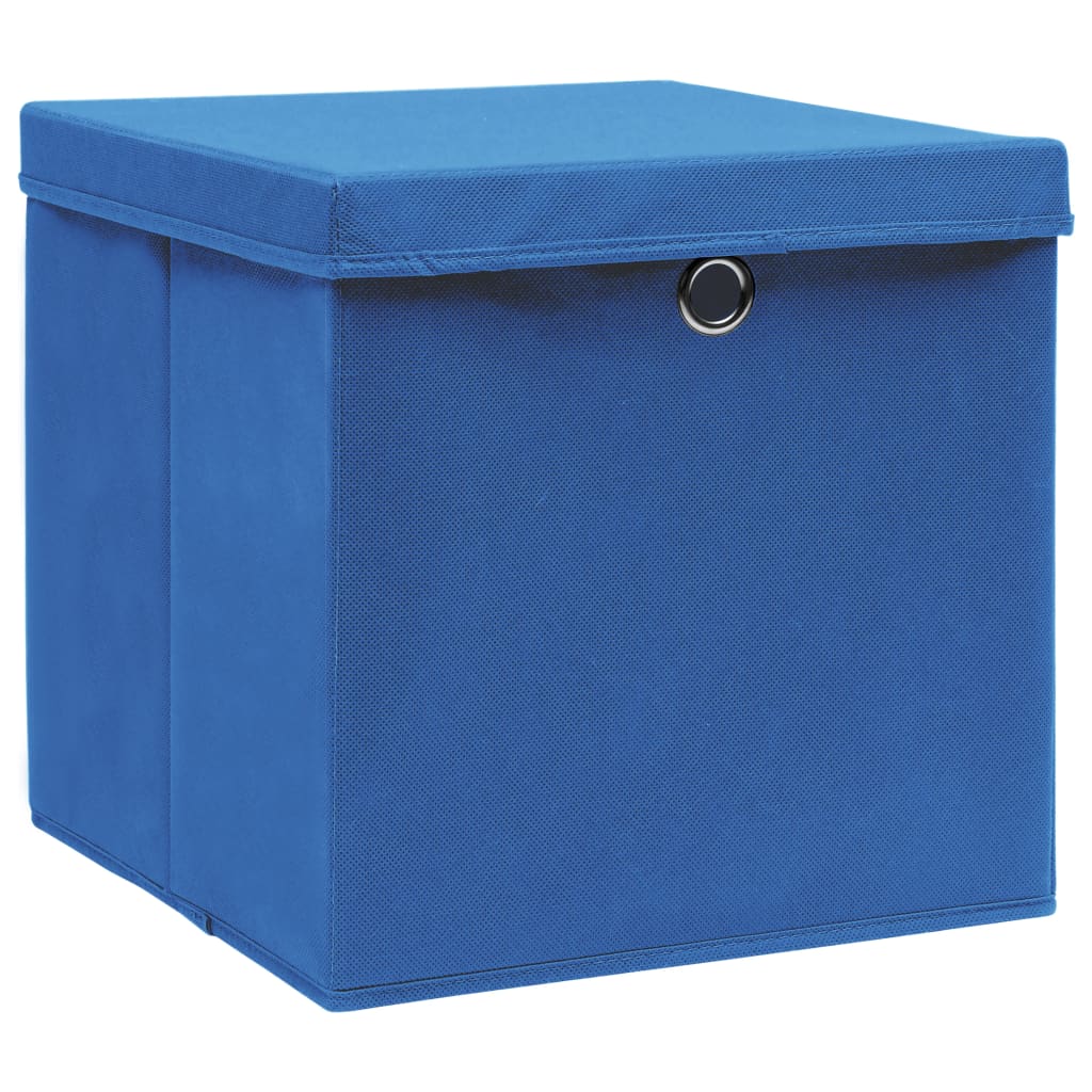 Contenitori Con Coperchi 10 Pz 28x28x28 Cm Blu