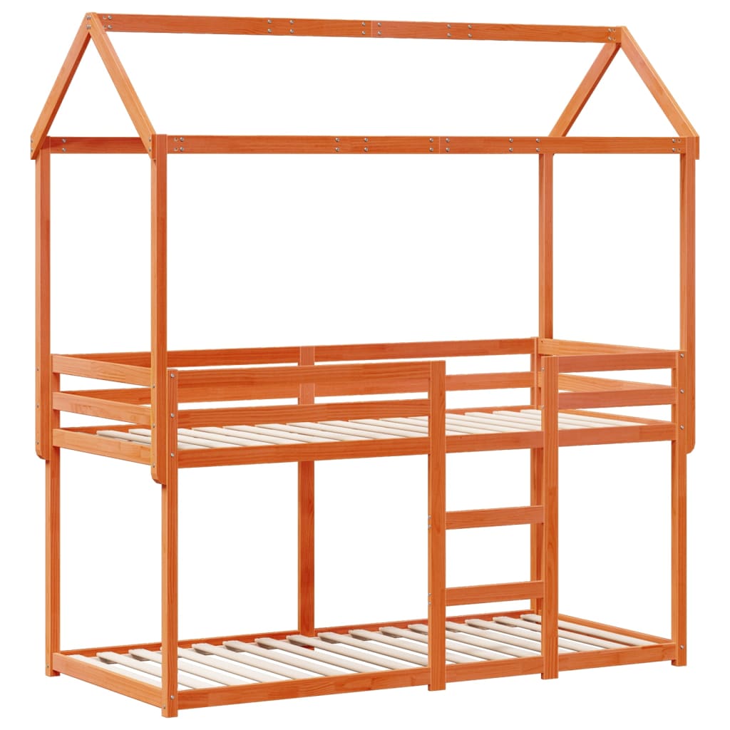 Letto A Castello Con Tetto Cera 90x200 Cm Legno Massello Pino - Image 3