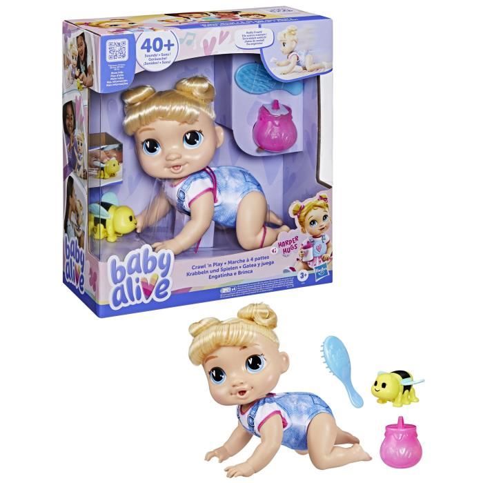 Baby Alive, Harper Hugs Crawling, Bambola Elettronica Da 27 Cm Che Gattona, Capelli Biondi, Per Bambini Dai 3 Anni In su