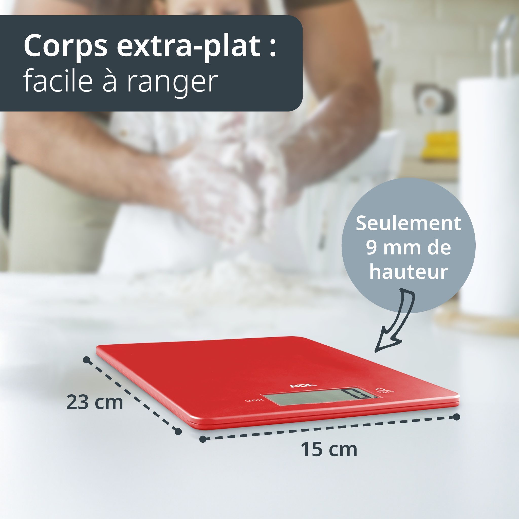 Bilancia Da Cucina Digitale - Ade - Leonie - Plastica Abs - 22 X 17 Cm - Include 1 Batteria Cr 2032 - Rosso - Image 4