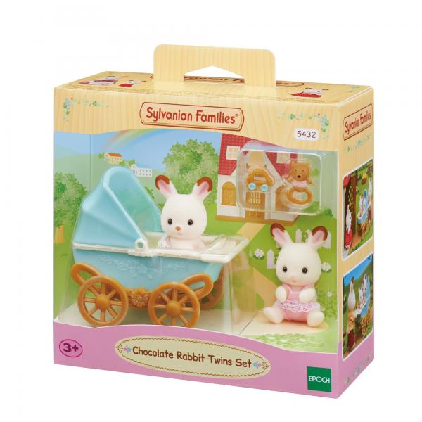 Sylvanian Families - 5432 - Gemelli Coniglietti Di Cioccolato E Passeggino Doppio - Mobili