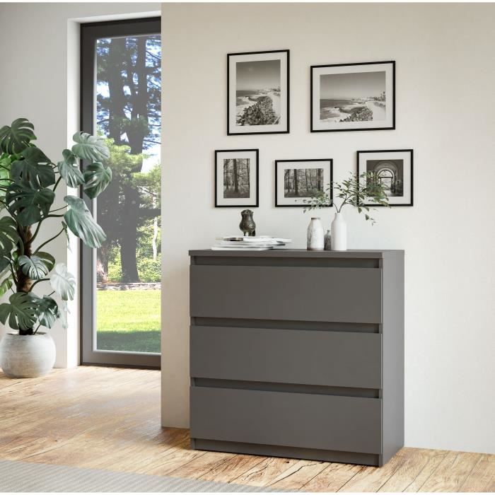 Cassettiera - Chelsea - 3 Cassetti - Antracite - 77,2 X 42,2 X 79,9 cm