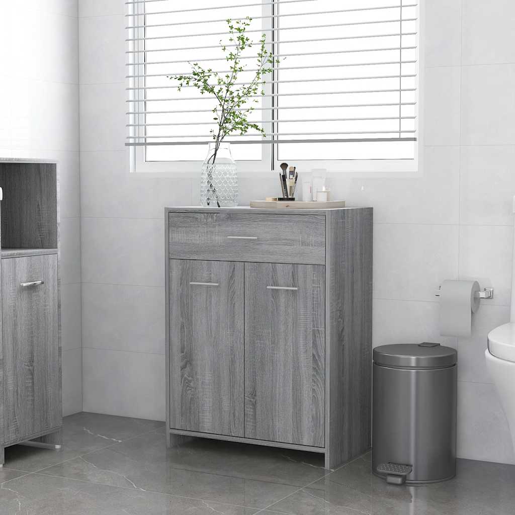 Armadietto Bagno Grigio Sonoma 60x33x80 Cm In Legno Tecnico