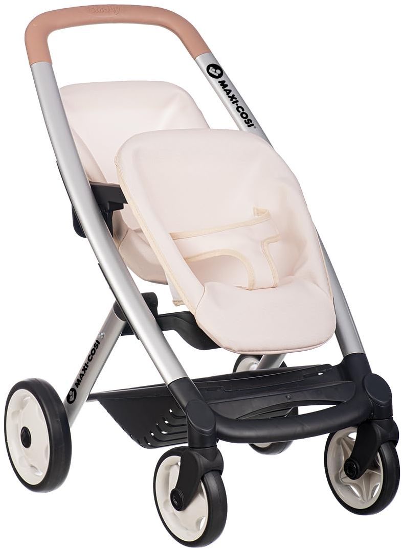 Smoby - MaxI-Cosi - Passeggino Gemellare, Beige - Per Bambole - Dai 3 Anni In su