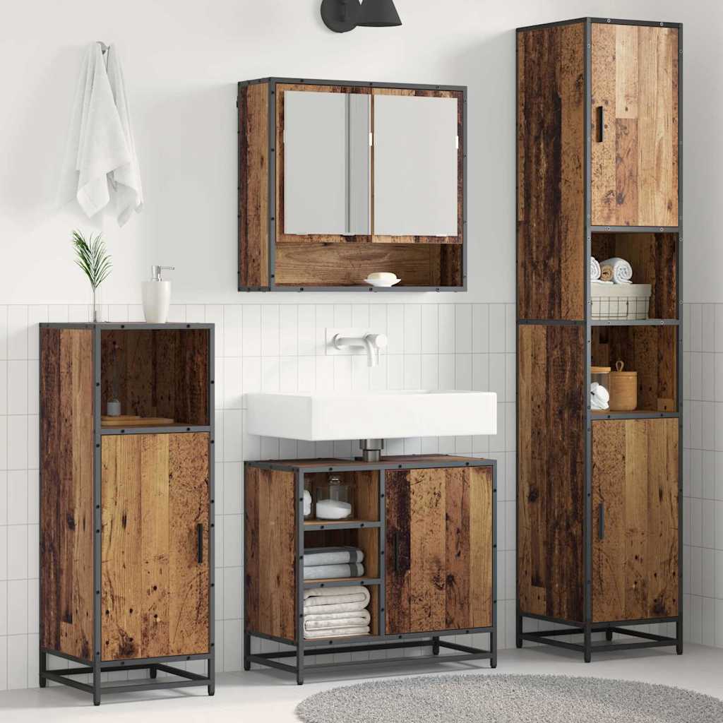 Set Di Mobili Per Il Bagno Con Lo Scaffale 3 Pcs Legno Vecchio