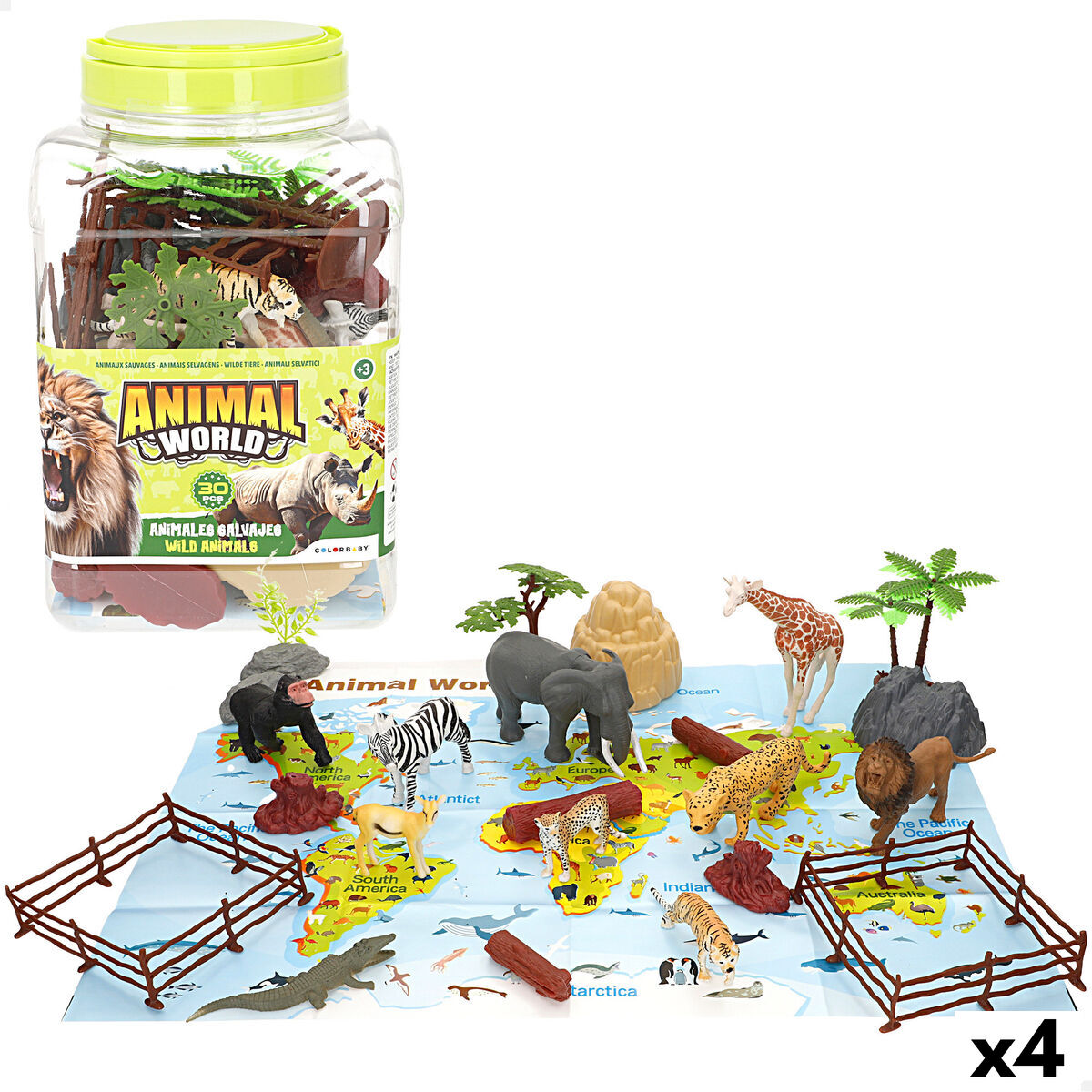 Set Animali Selvaggi Colorbaby Plastica 15 X 10 X 8 Cm (4 Unità)