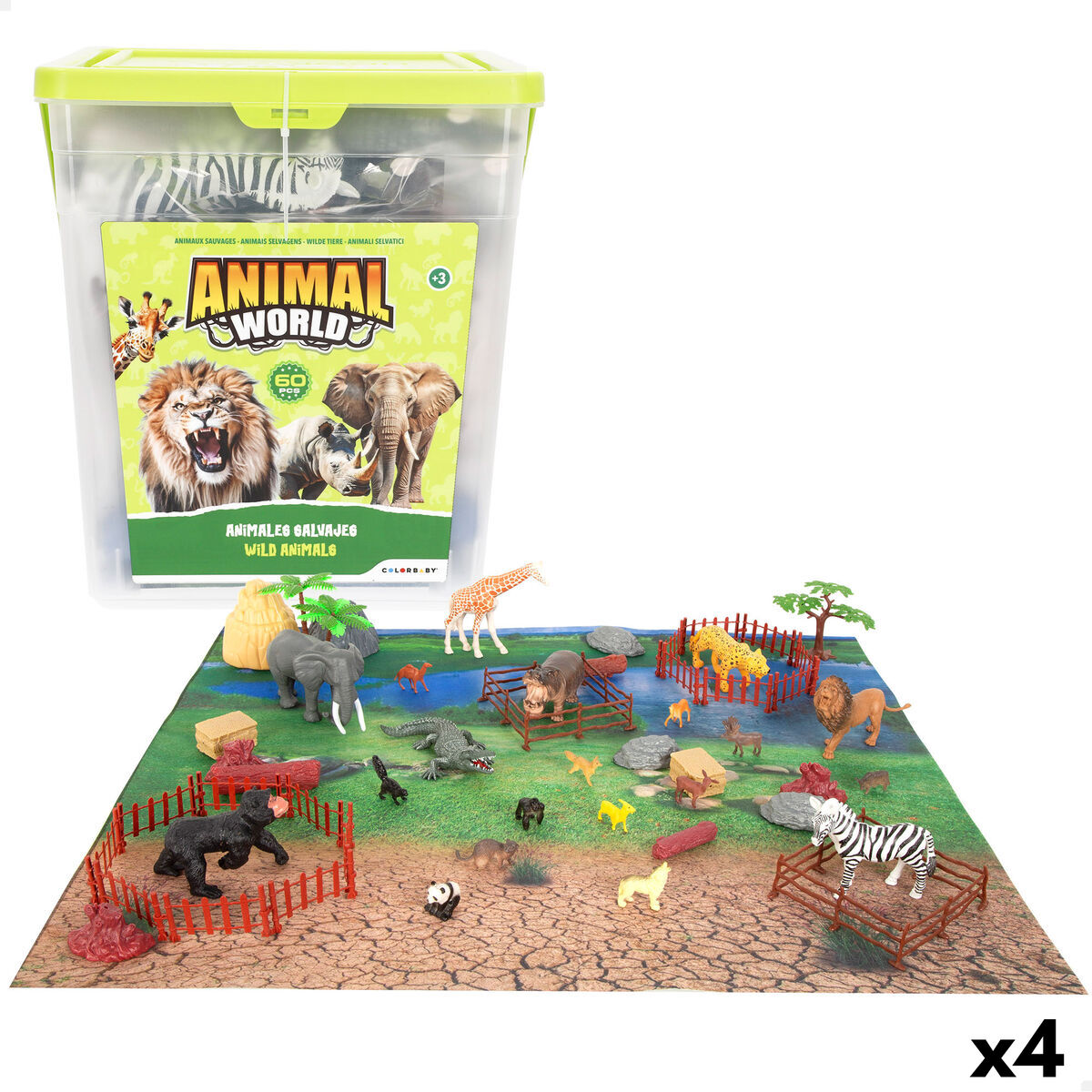 Set Animali Selvaggi Colorbaby Plastica 13 X 12 X 5 Cm (4 Unità)