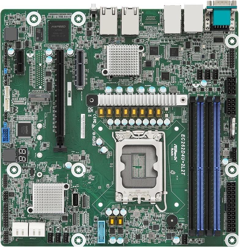 Asrock Rack Ec262d4U-2l2t - Motherboard - Micro Atx - Lga1700-Sockel - C262 Chipsatz - Usb 3,2 Gen 1 - 2 X 10 Gigabit Lan, 2 X Gigabit Lan - Onboard-