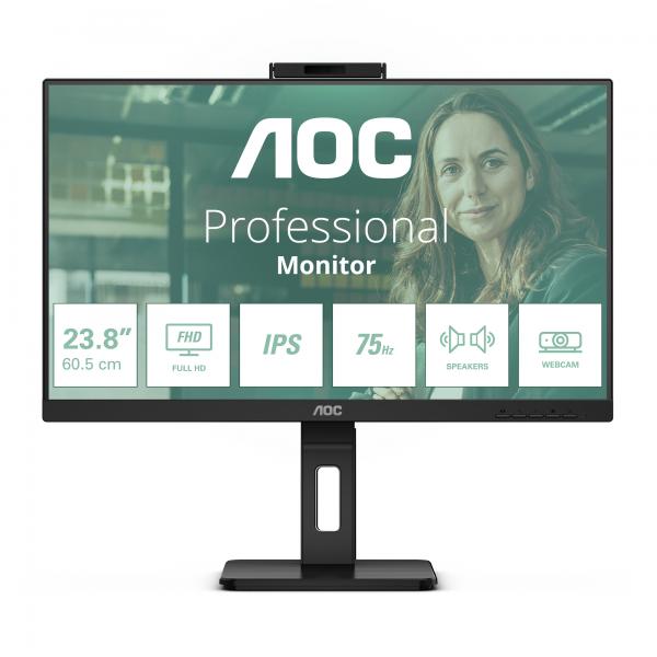 Aoc Monitor 23,8 Led Ips Fhd 16:9 4ms 300 Cdm, Webcam, Pivot, Dp/hdmi, Multimediale