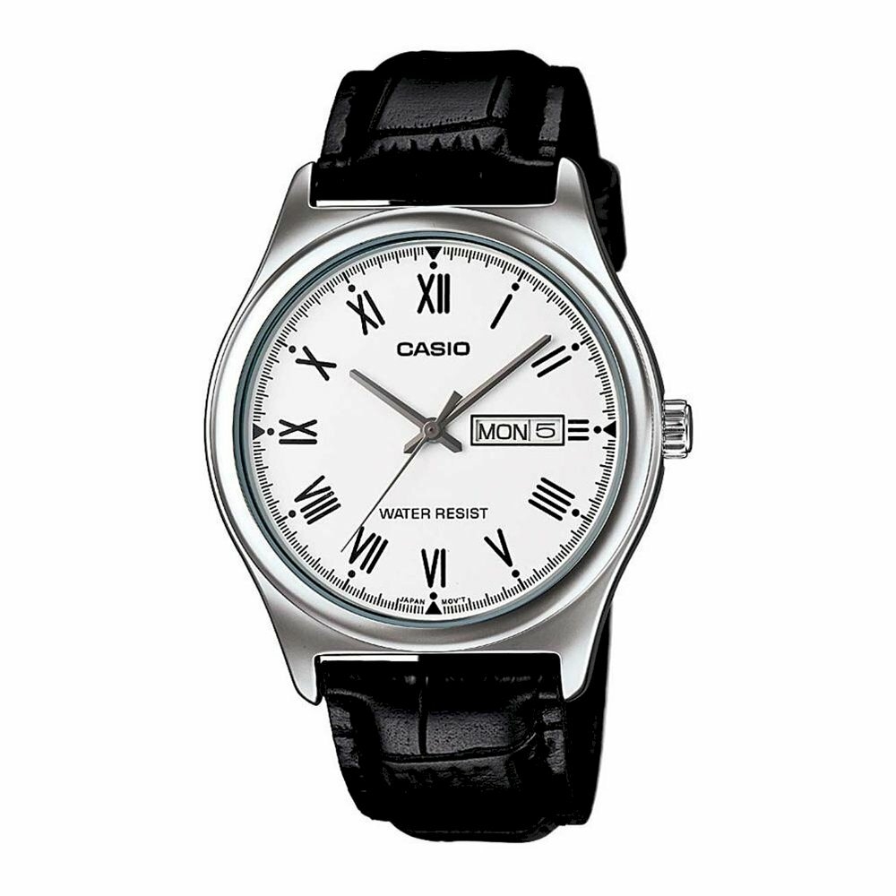Casio Collection Mod. Day Date Roman Indexes, Leather - White