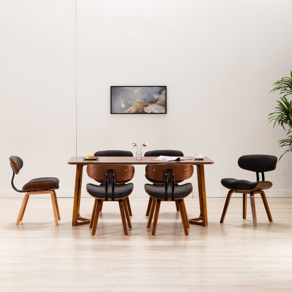 Sedie Da Pranzo 6 Pz Legno Curvato E Tessuto Grigio